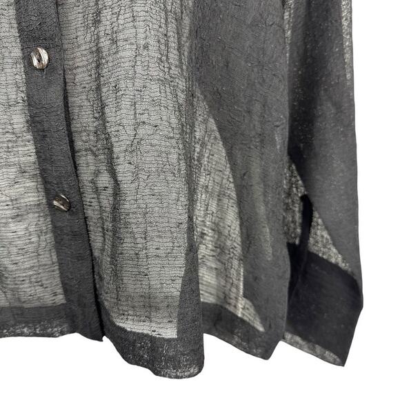 Chicos Design Womens Collared Solid Black Sheer Button Up Shirt Blouse Top 0/ S - Picture 7 of 16